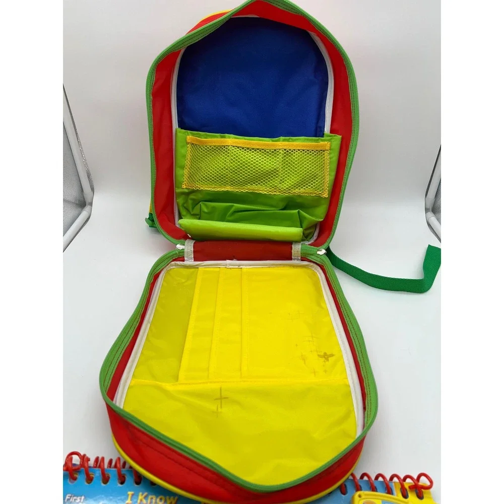 VTG LeapFrog My First LeapPad Backpack Case Kids Lot 3 Books and Cartridges Y2K